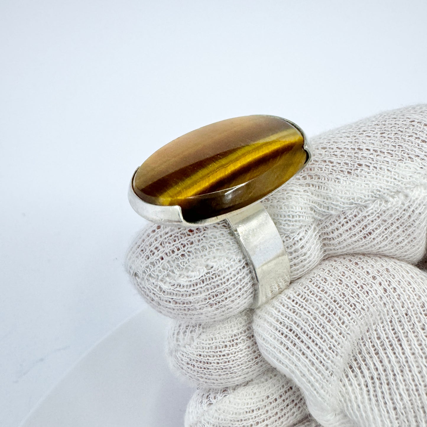 Elis Kauppi, Kupittaan Kulta Finland. Vintage Sterling Silver Tiger's Eye Ring.