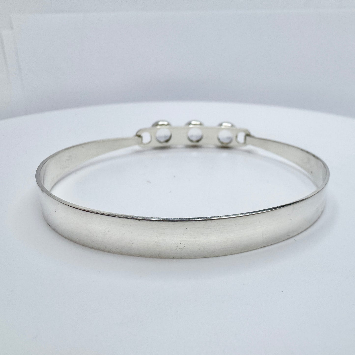 Salovaara, Finland 1969. Vintage Solid Silver Rock Crystal Hinged Bangle Bracelet