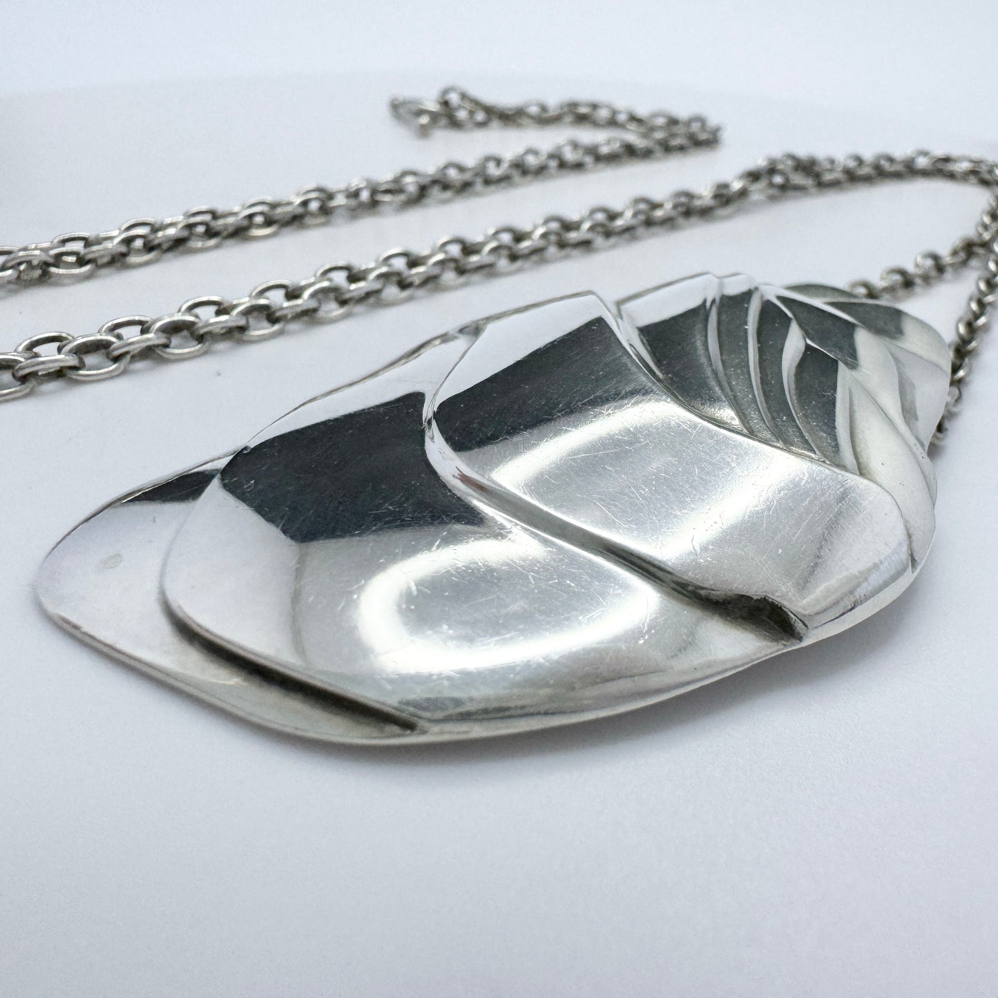 Georg Jensen, design by Ole Kortzau, Denmark. Vintage Sterling Silver Pendant Necklace.