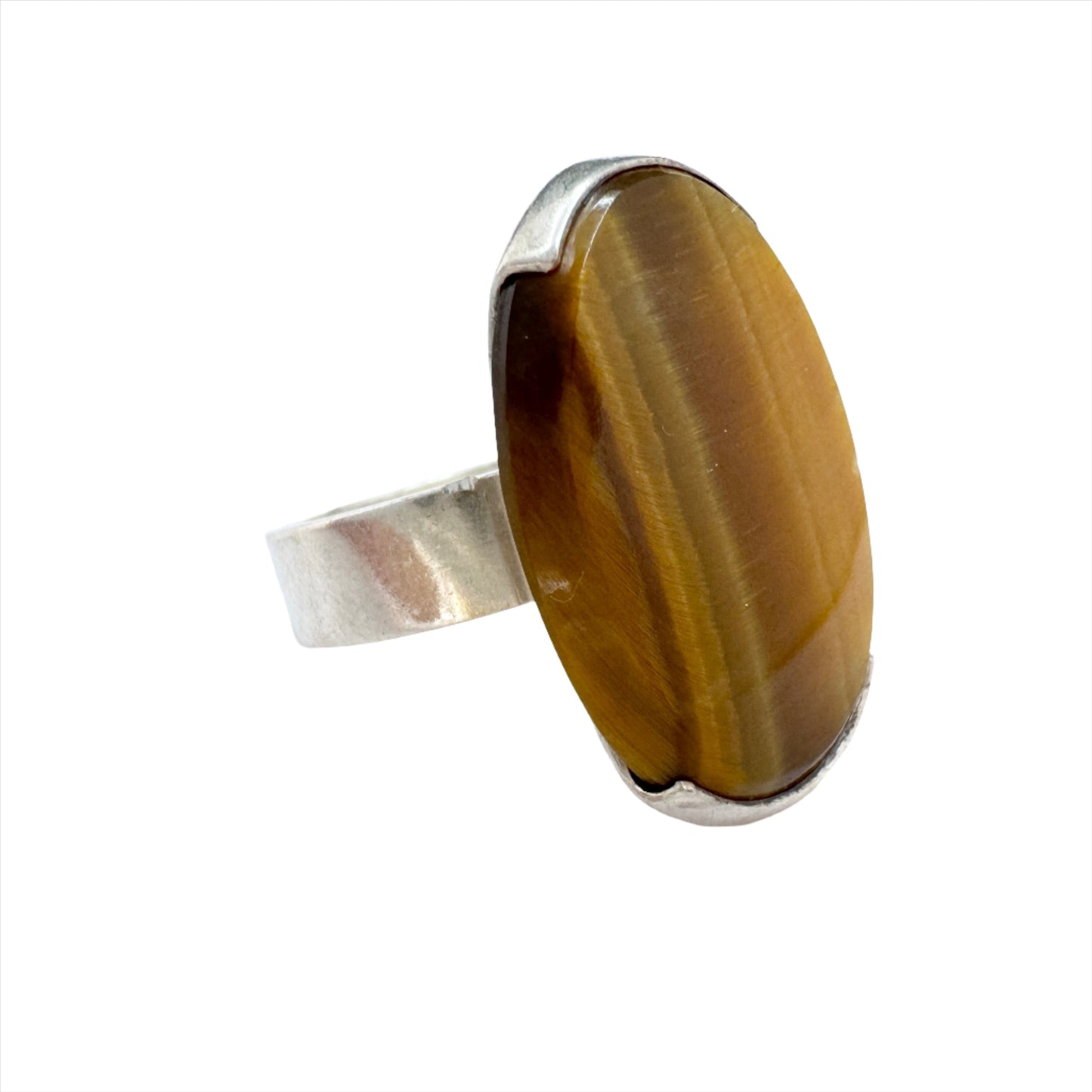 Elis Kauppi, Kupittaan Kulta Finland. Vintage Sterling Silver Tiger's Eye Ring.