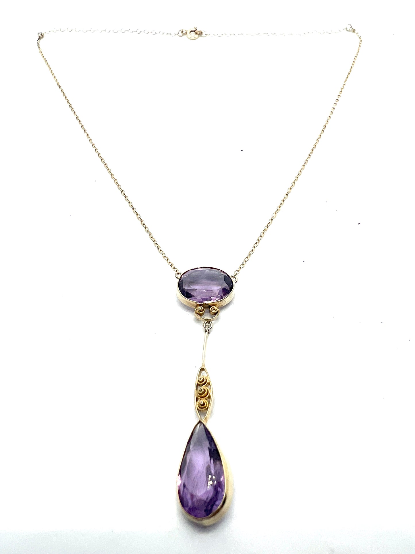 Sweden, c 1920s. Antique Solid Silver Amethyst Necklace.