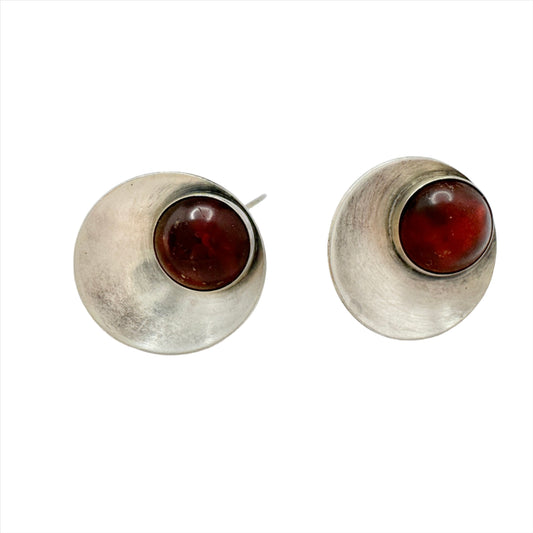 Niels Erik From. Denmark c 1950s. Vintage Sterling Silver Amber Cufflinks.