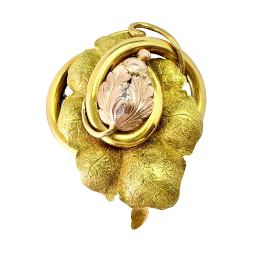 Gustaf Möllenborg, Sweden 1854, Antique early Victorian 18k Gold Brooch Pendant. 11.4 gram