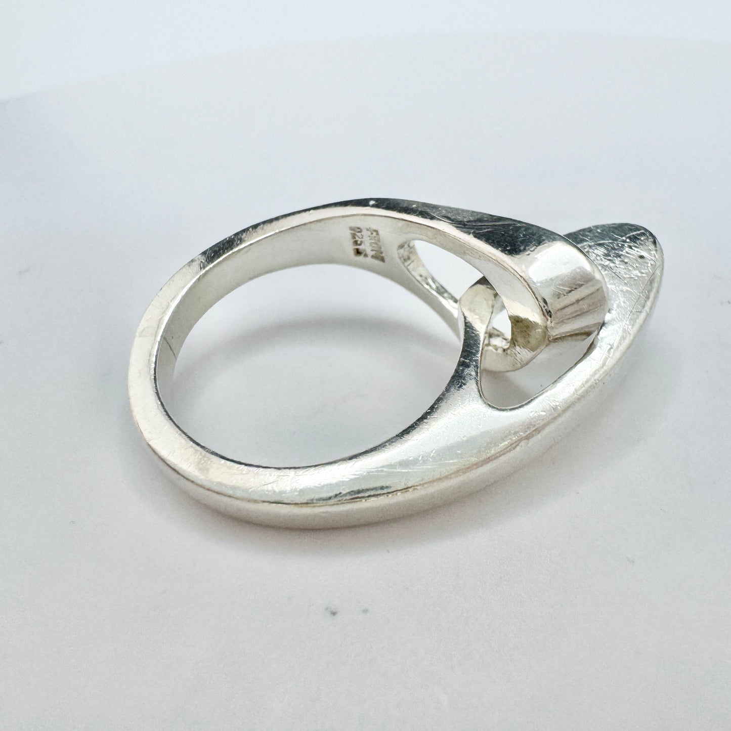 Niels Erik From, Denmark c 1960s. Vintage Modernist Sterling Silver Ring.