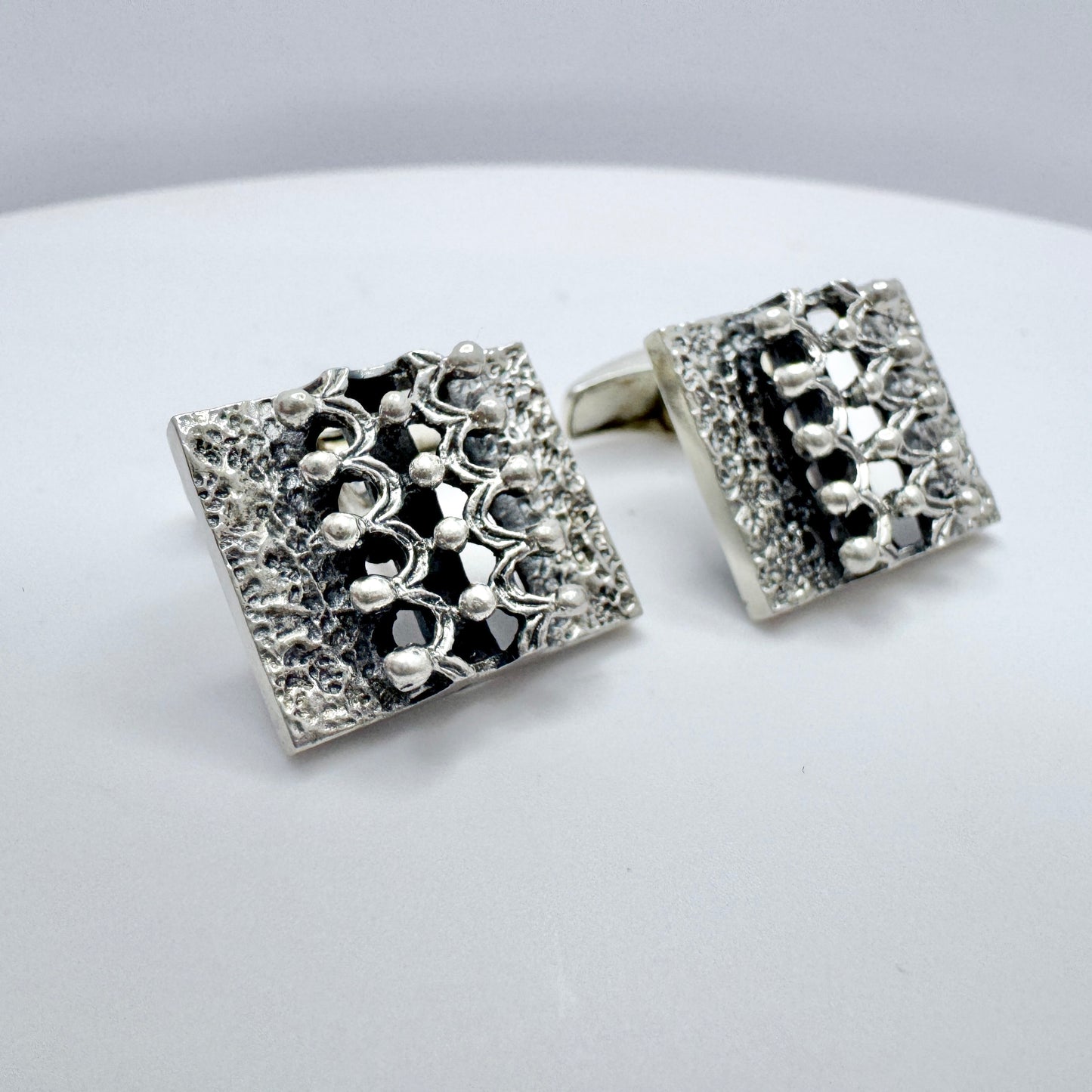 Alpo Tammi, Finland year 1970. Vintage Modernist Silver Cufflinks