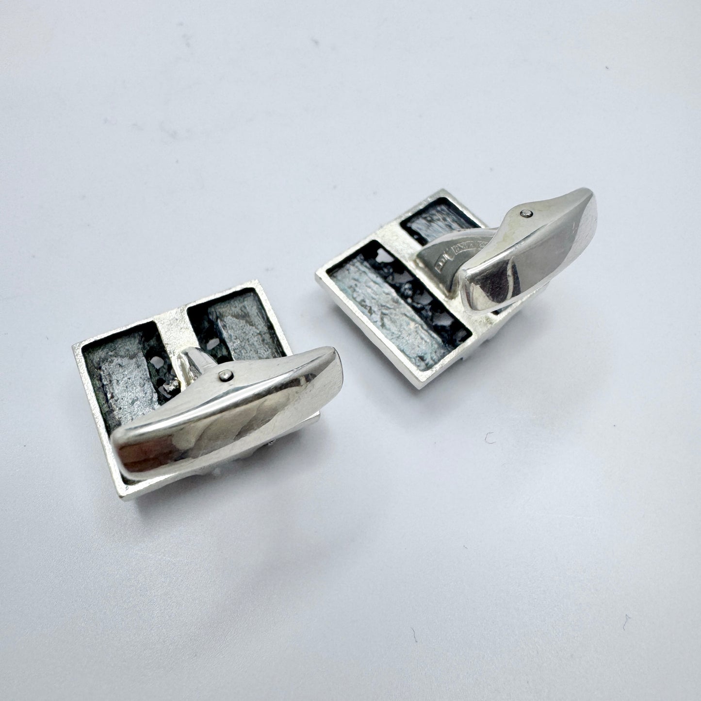 Alpo Tammi, Finland year 1970. Vintage Modernist Silver Cufflinks