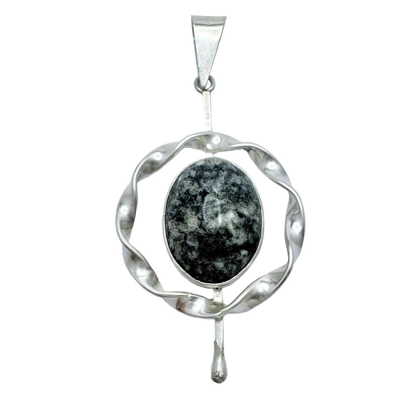 O. Nordström, Sweden 1969. Vintage Sterling Silver Porphyry Pendant.