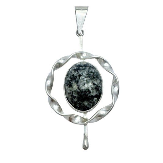 O. Nordström, Sweden 1969. Vintage Sterling Silver Porphyry Pendant.