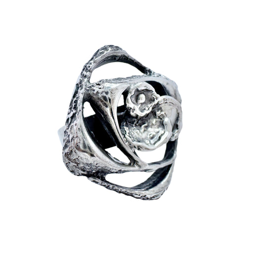 Sten & Laine, Finland 1973 Bold Vintage Sterling Silver Orbital Ring