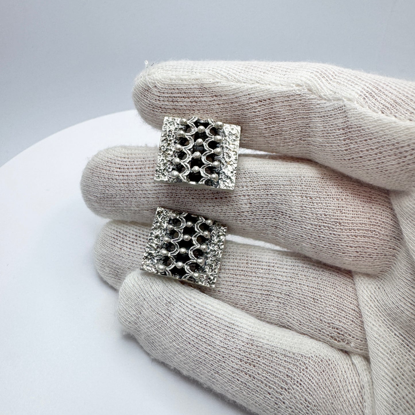 Alpo Tammi, Finland year 1970. Vintage Modernist Silver Cufflinks