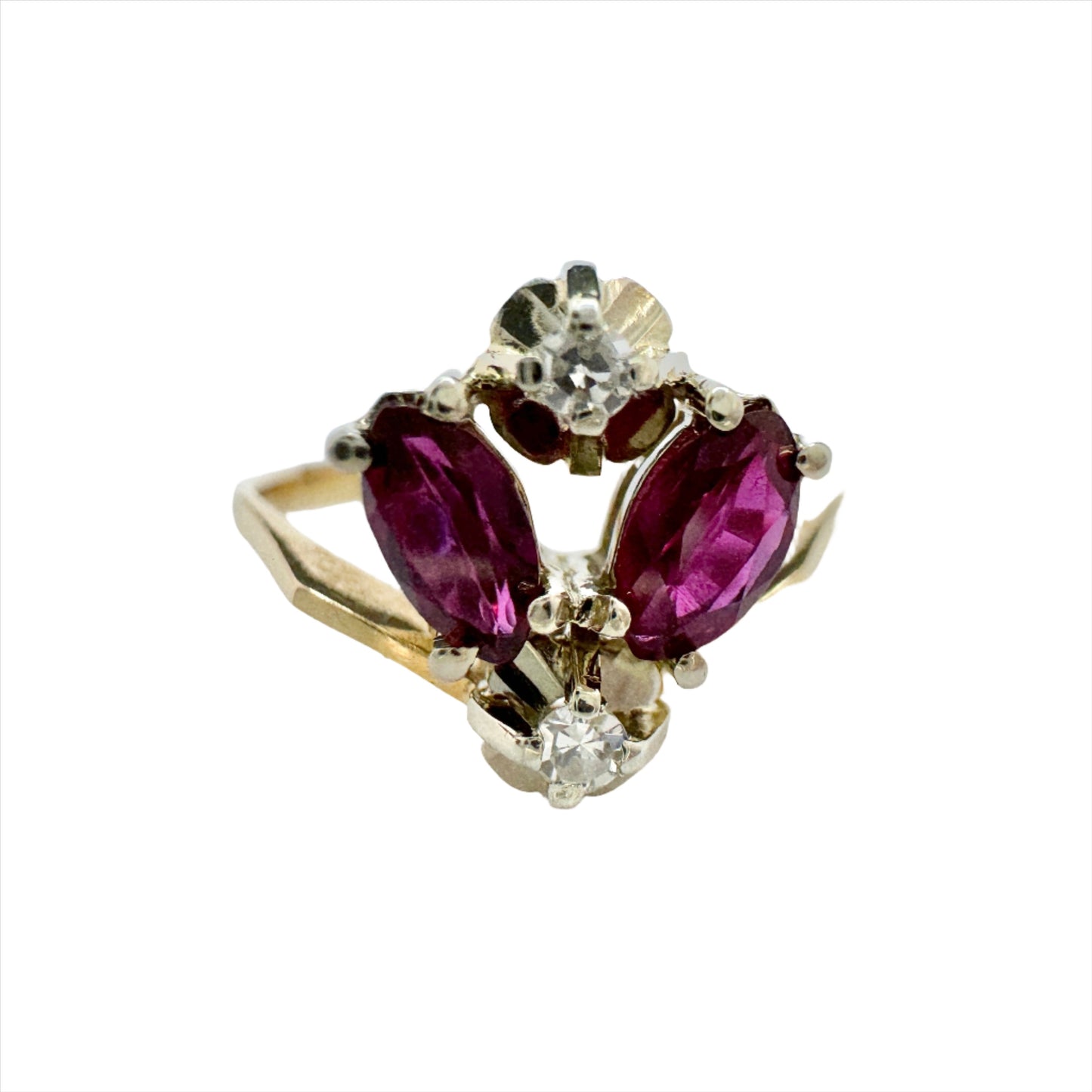 Sweden. Vintage 18k Gold Diamond Ruby Ring.