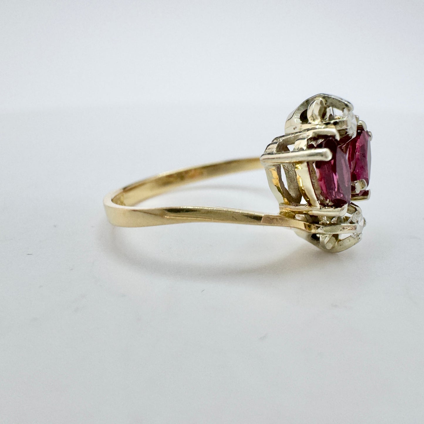 Sweden. Vintage 18k Gold Diamond Ruby Ring.