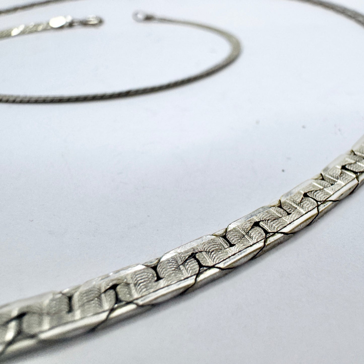 Vintage Solid Silver Necklace + Bracelet. Italy.