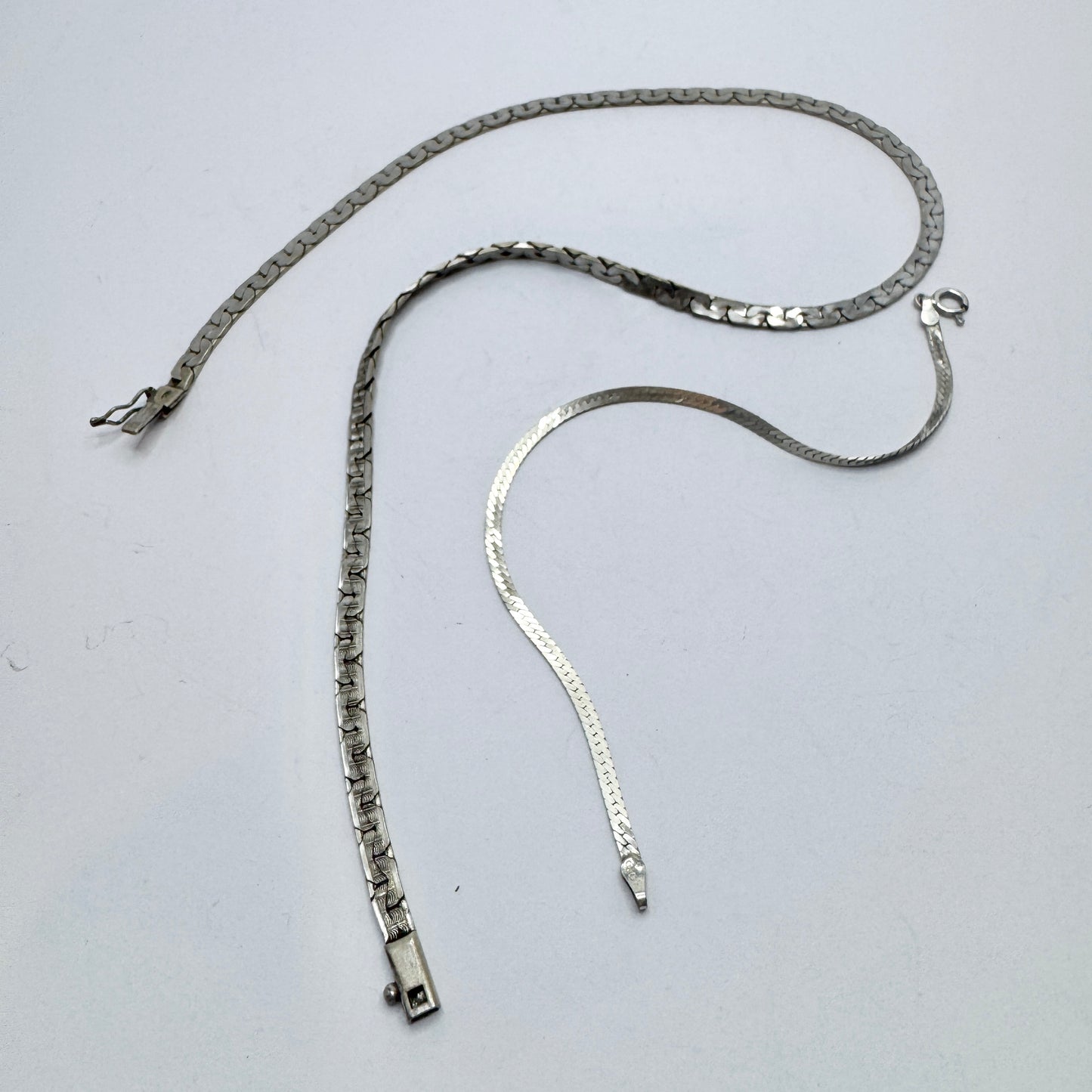 Vintage Solid Silver Necklace + Bracelet. Italy.