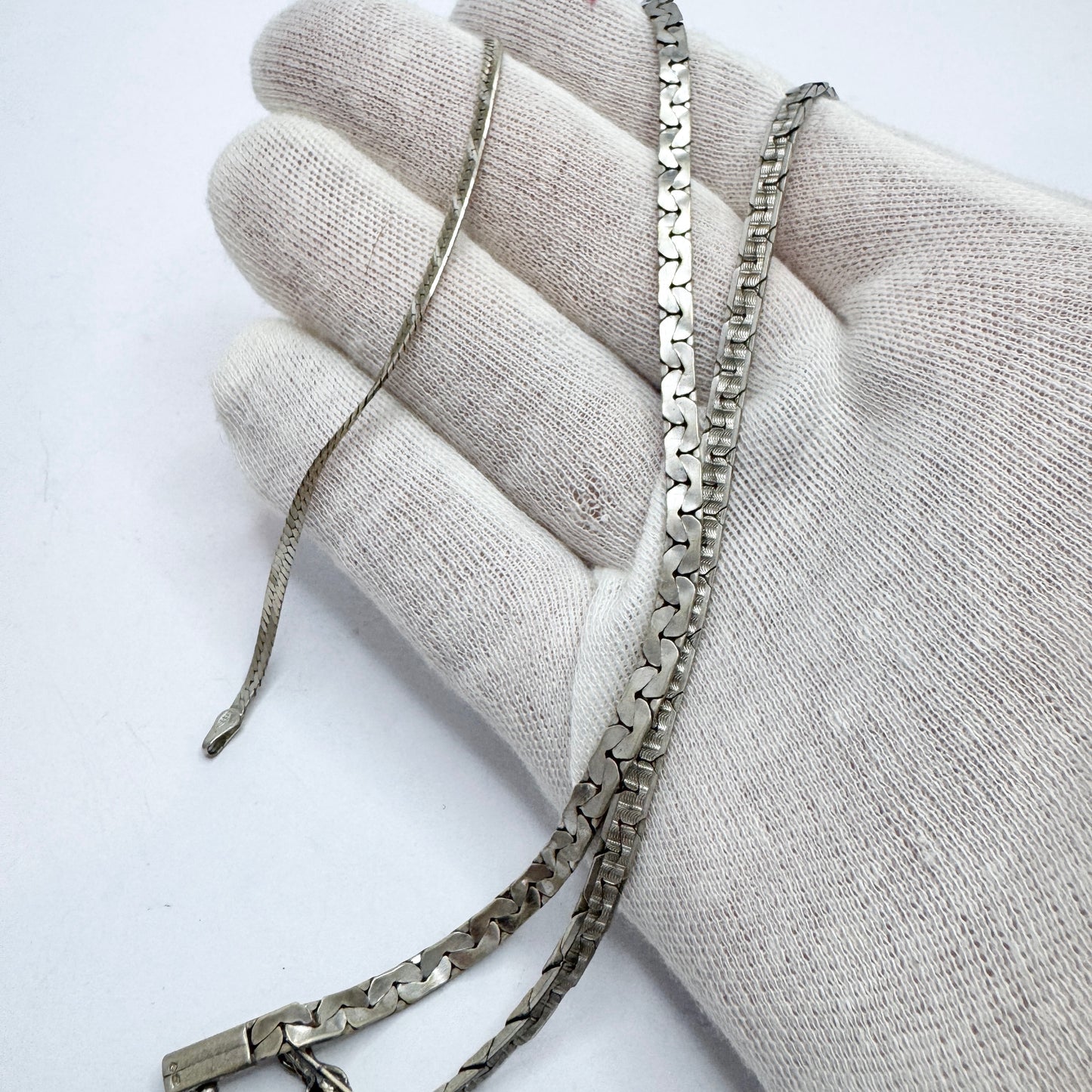 Vintage Solid Silver Necklace + Bracelet. Italy.