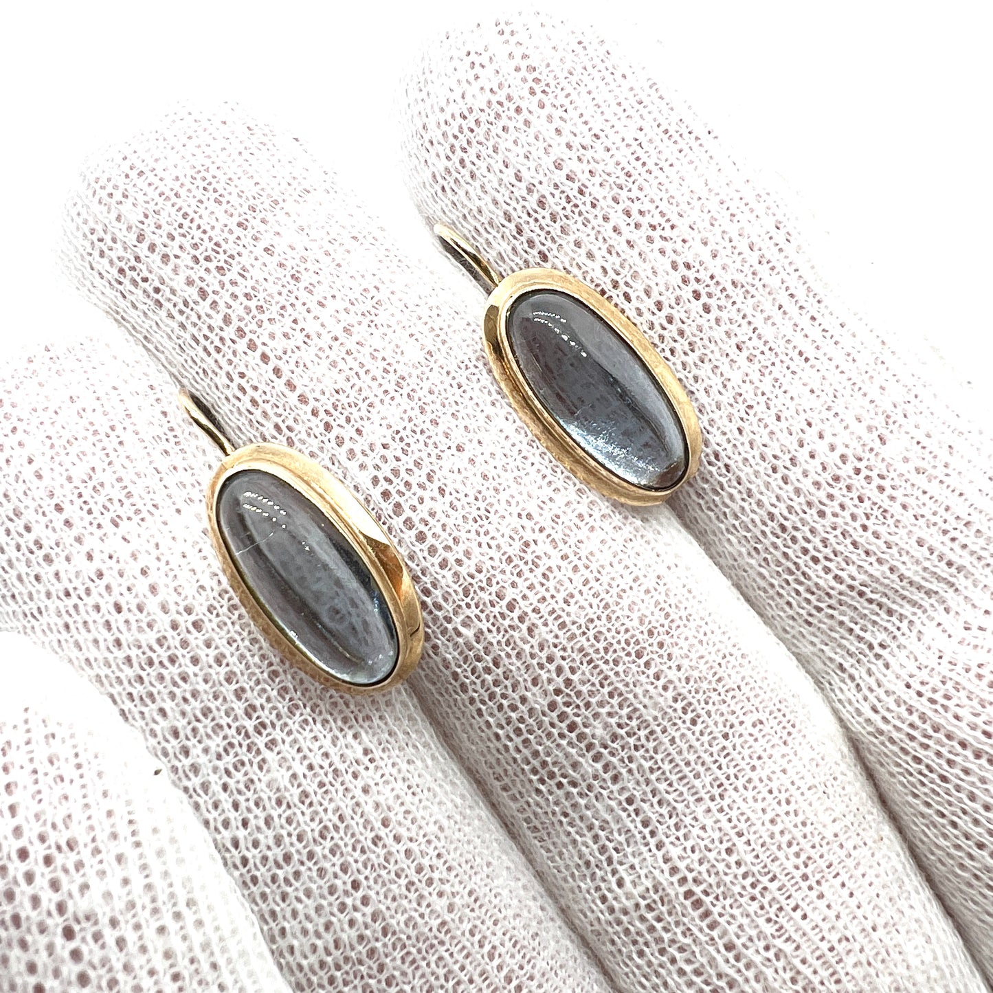 Aleksanteri Nykänen, Finland 1960s. Vintage 14k Gold Blue Synthetic Spinel Earrings.