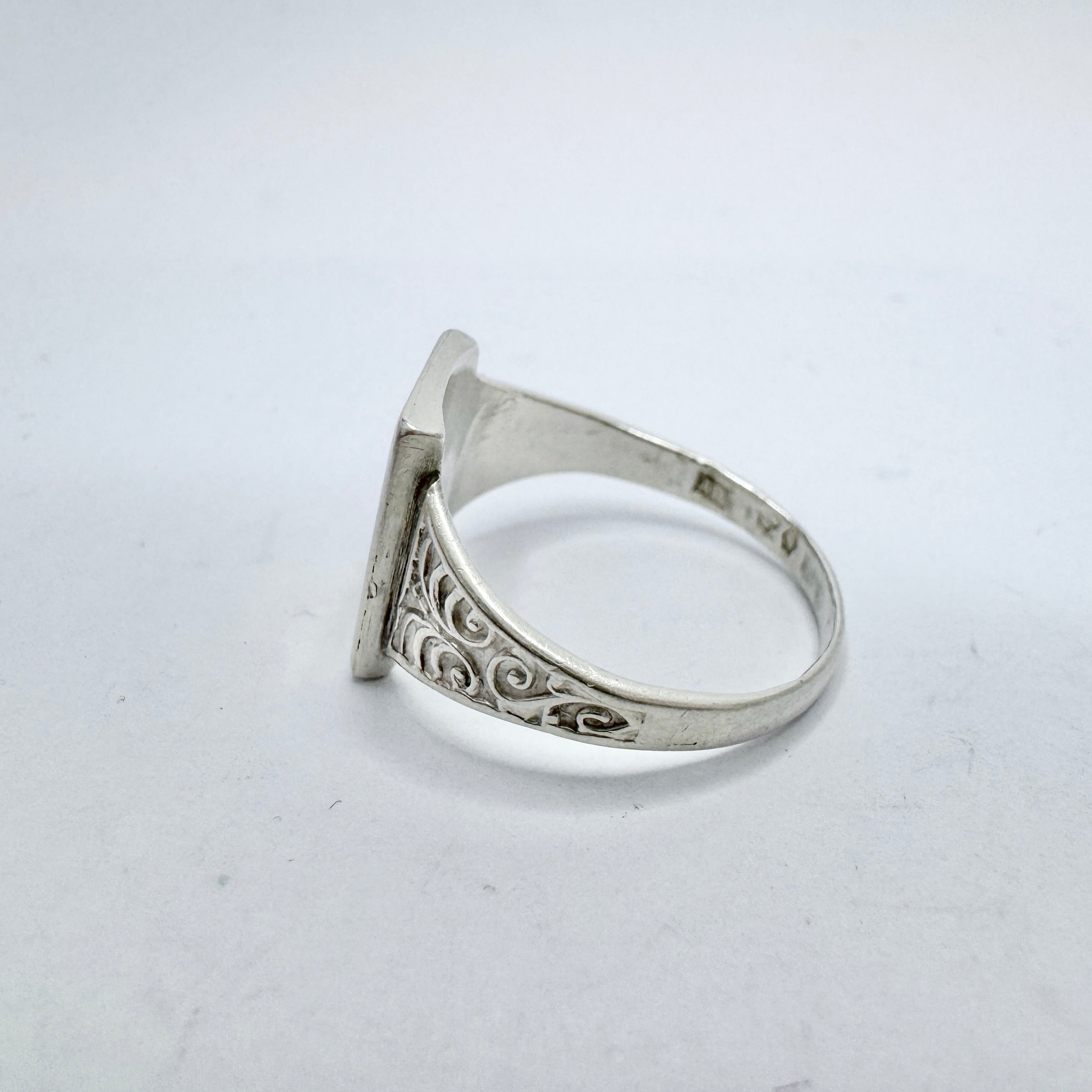 S Peterson, Sweden 1951. Vintage Silver Men's Signet Ring 