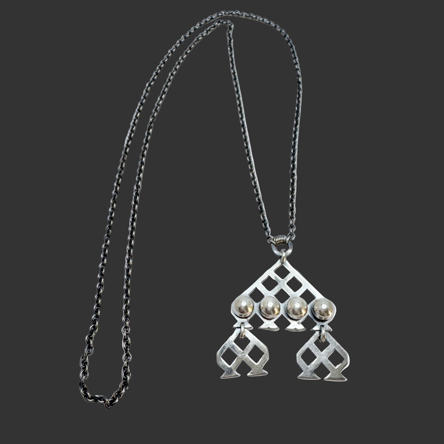 JJ, Finland 1967. Vintage Solid Silver Pendant Necklace.