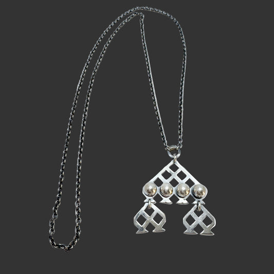 JJ, Finland 1967. Vintage Solid Silver Pendant Necklace.