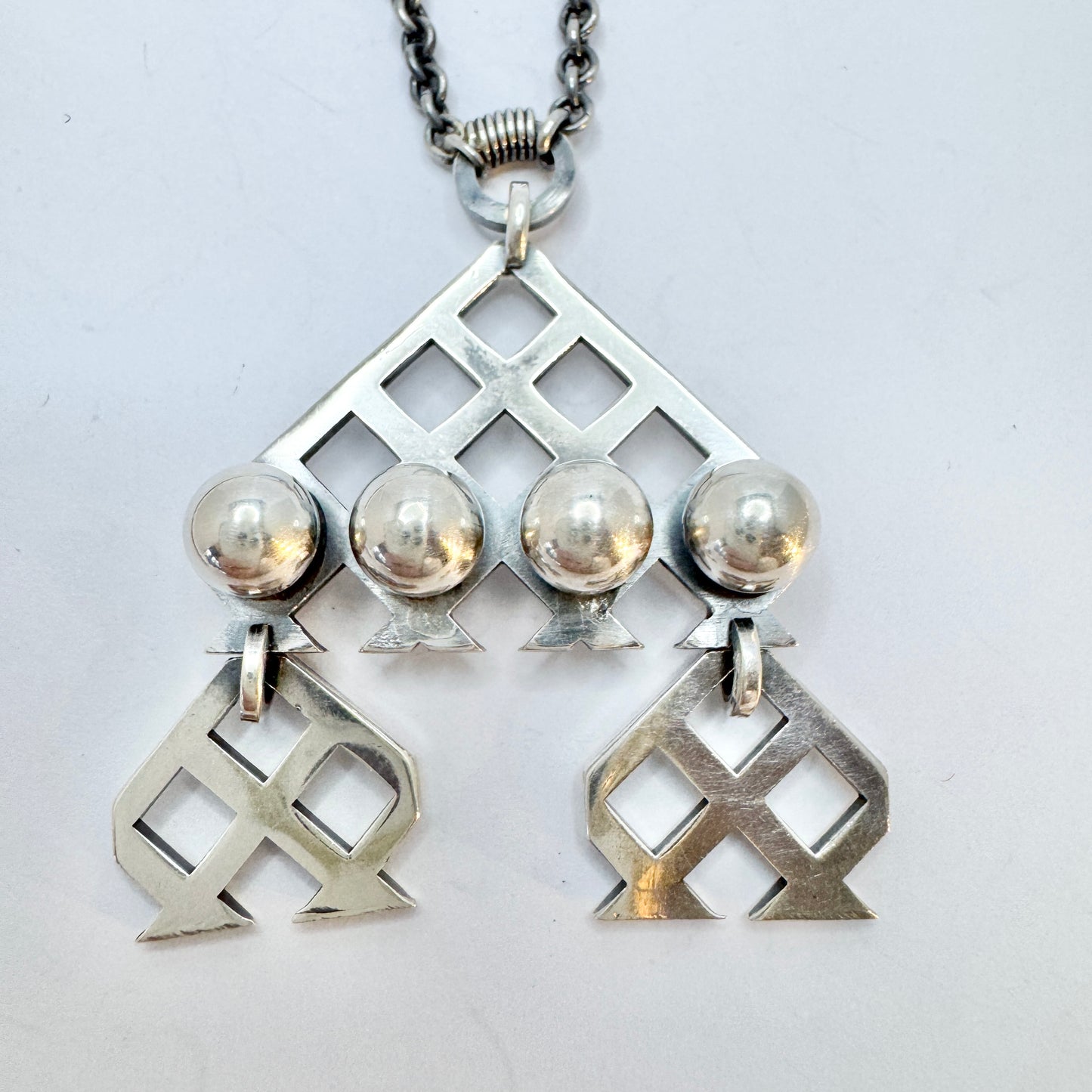 JJ, Finland 1967. Vintage Solid Silver Pendant Necklace.