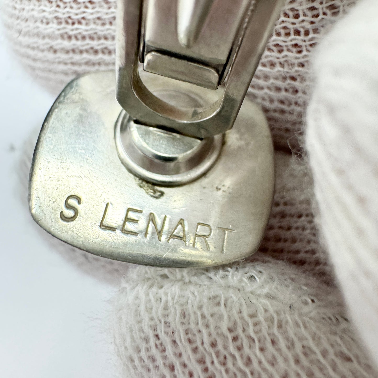 S Lenart. Vintage Sterling Silver Hardstone Cufflinks.