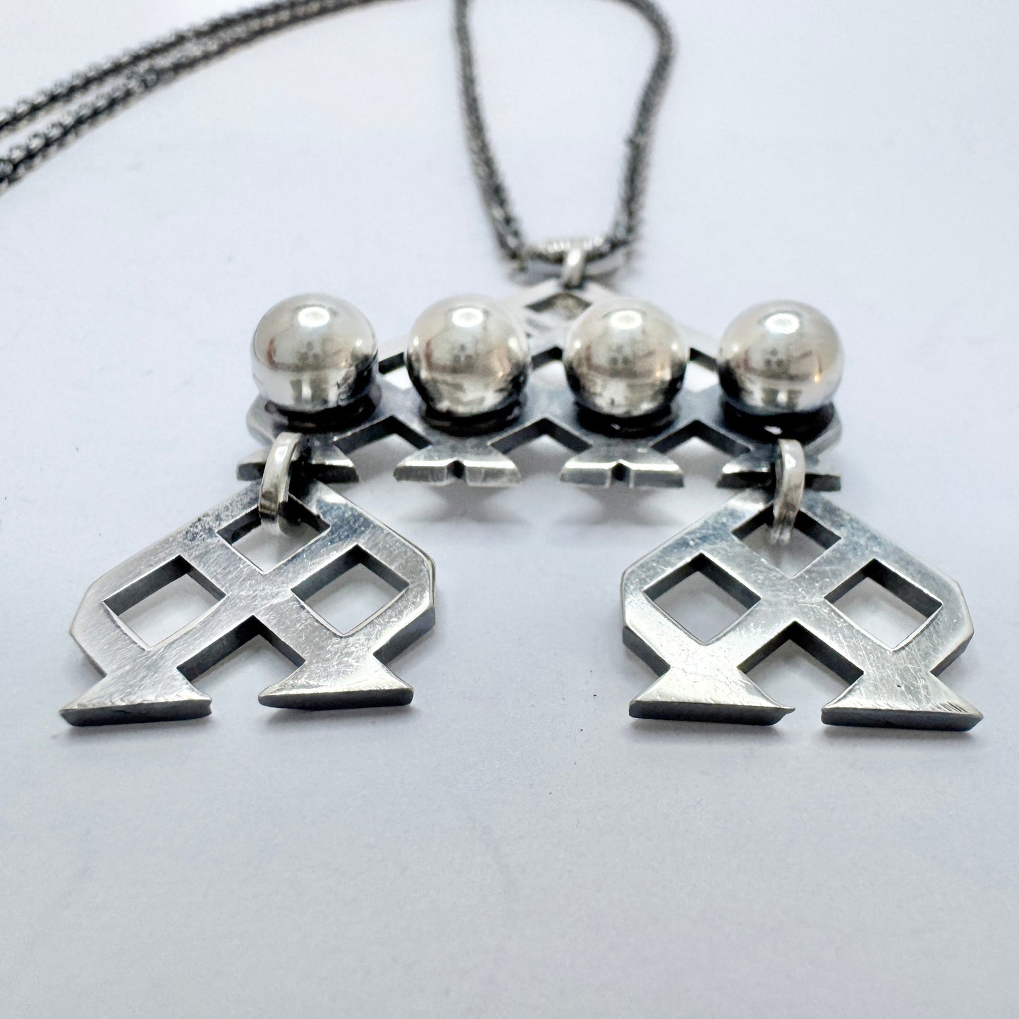 JJ, Finland 1967. Vintage Solid Silver Pendant Necklace.