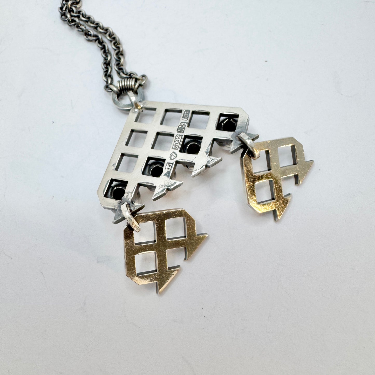 JJ, Finland 1967. Vintage Solid Silver Pendant Necklace.