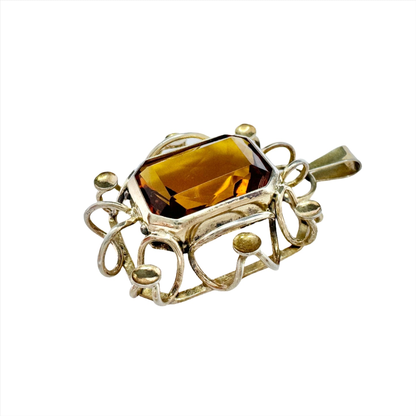 Germany 1930-40s. Vintage Solid Silver Citrine Pendant. DRP. Deutsches Reichspatent