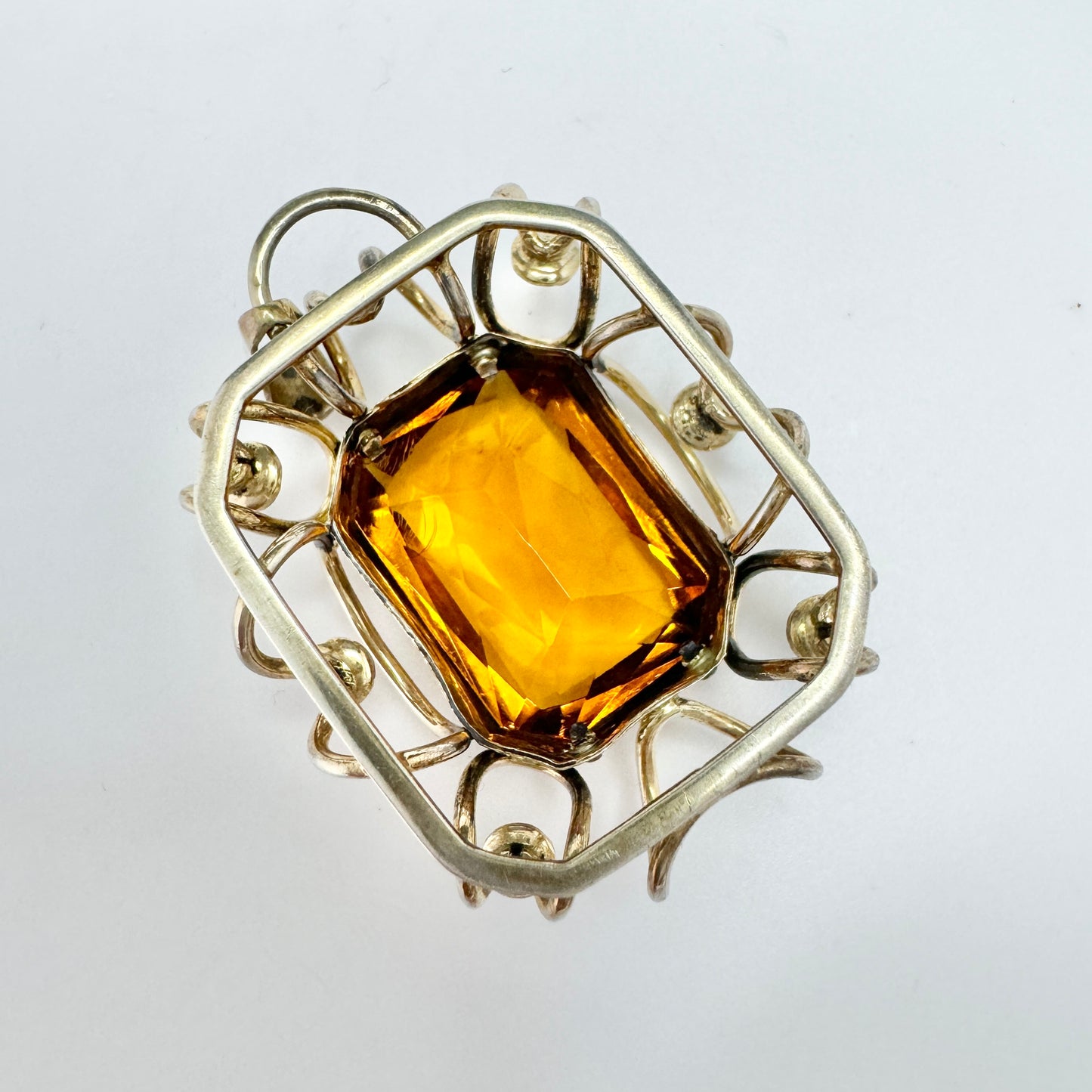 Germany 1930-40s. Vintage Solid Silver Citrine Pendant. DRP. Deutsches Reichspatent