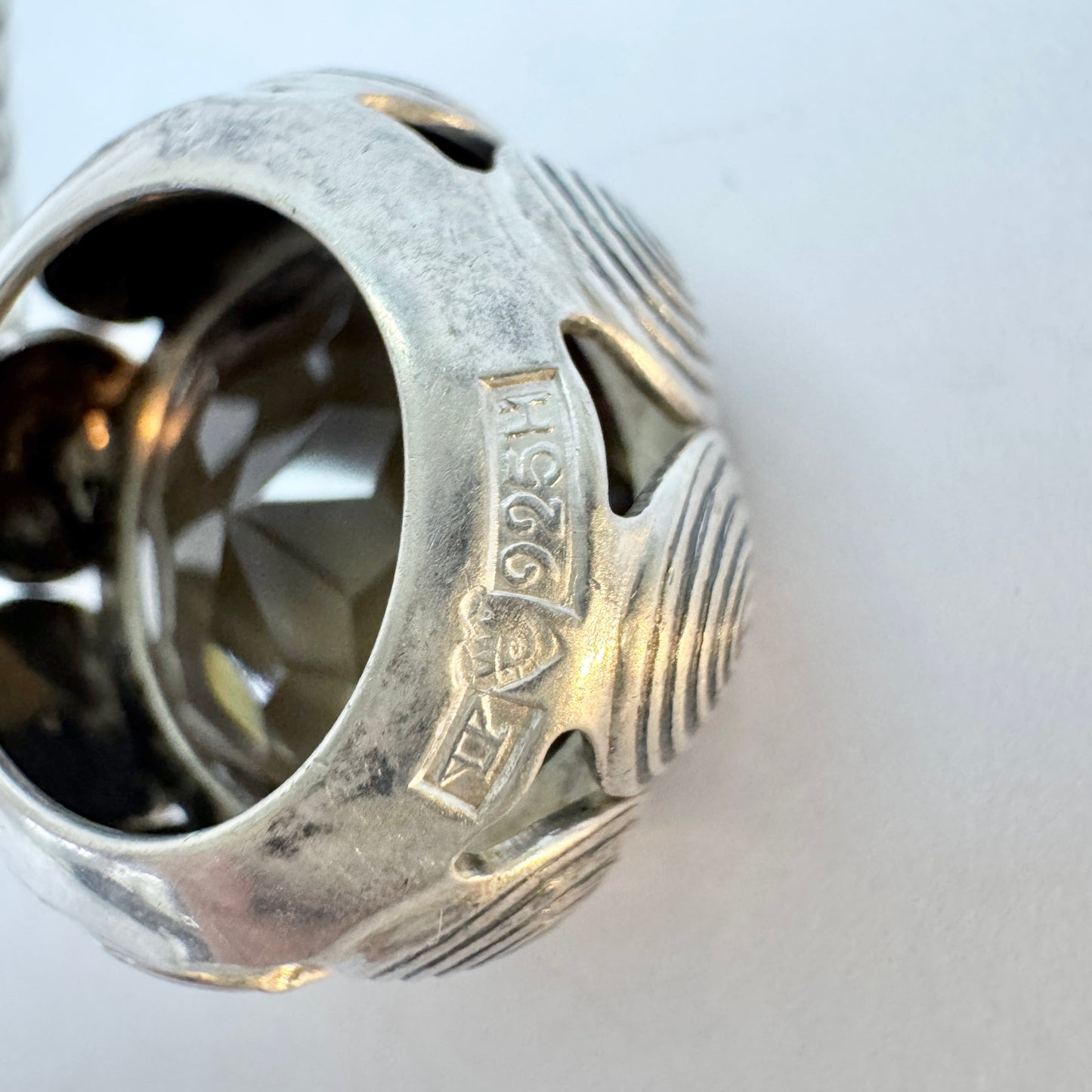 Elis Kauppi, Kupittaan Kulta, Finland 1960s. Vintage Sterling Silver Smoky Quartz Pendant Necklace.