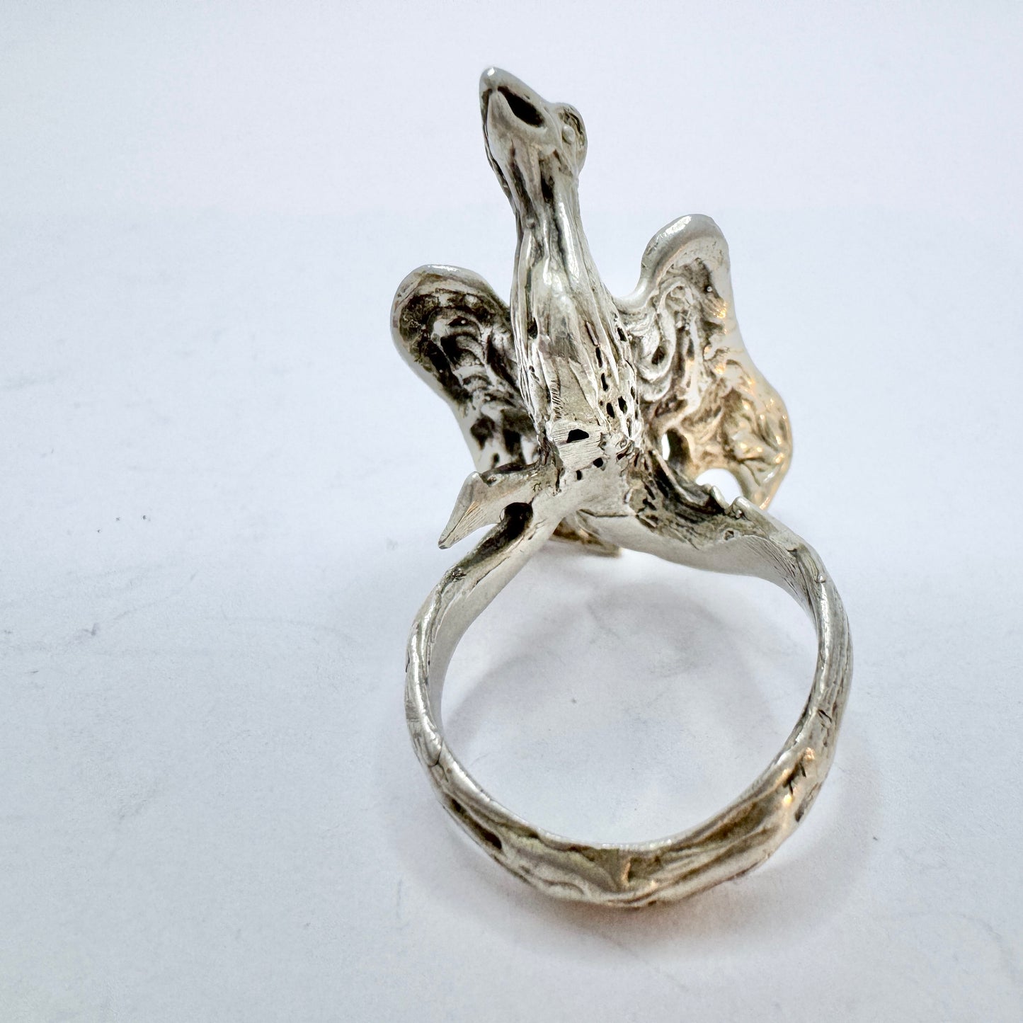 Vintage Sterling Silver Dragon Ring.