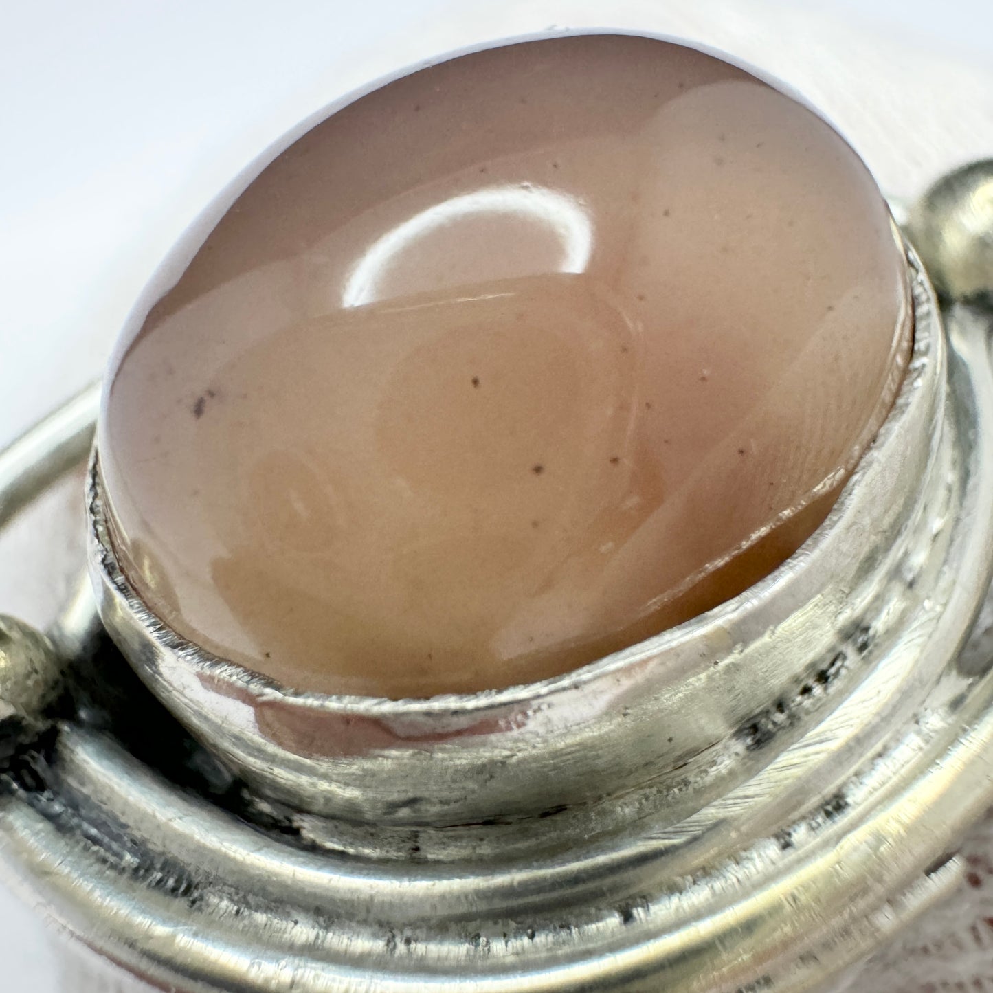 ORNO, Poland 1960s. Vintage Modernist Solid Silver Rose Quartz Ring.