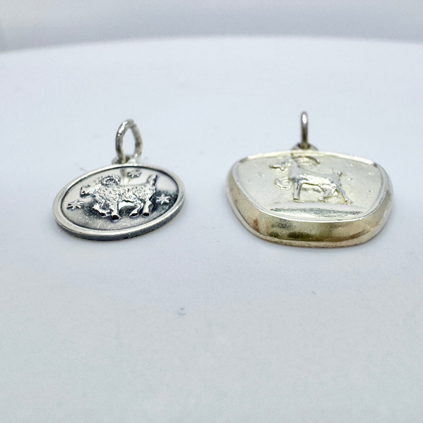 Sweden ca 1960s. Vintage Silver Zodiac Aries Charm + Pendant.