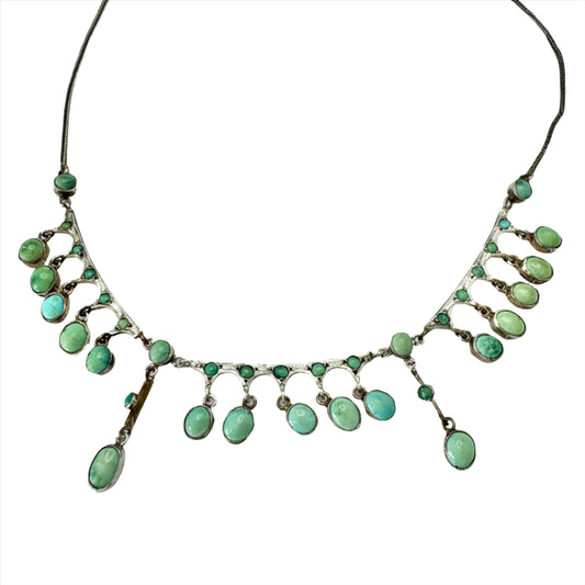Antique Edwardian Turquoise Silver-plated Festoon Necklace