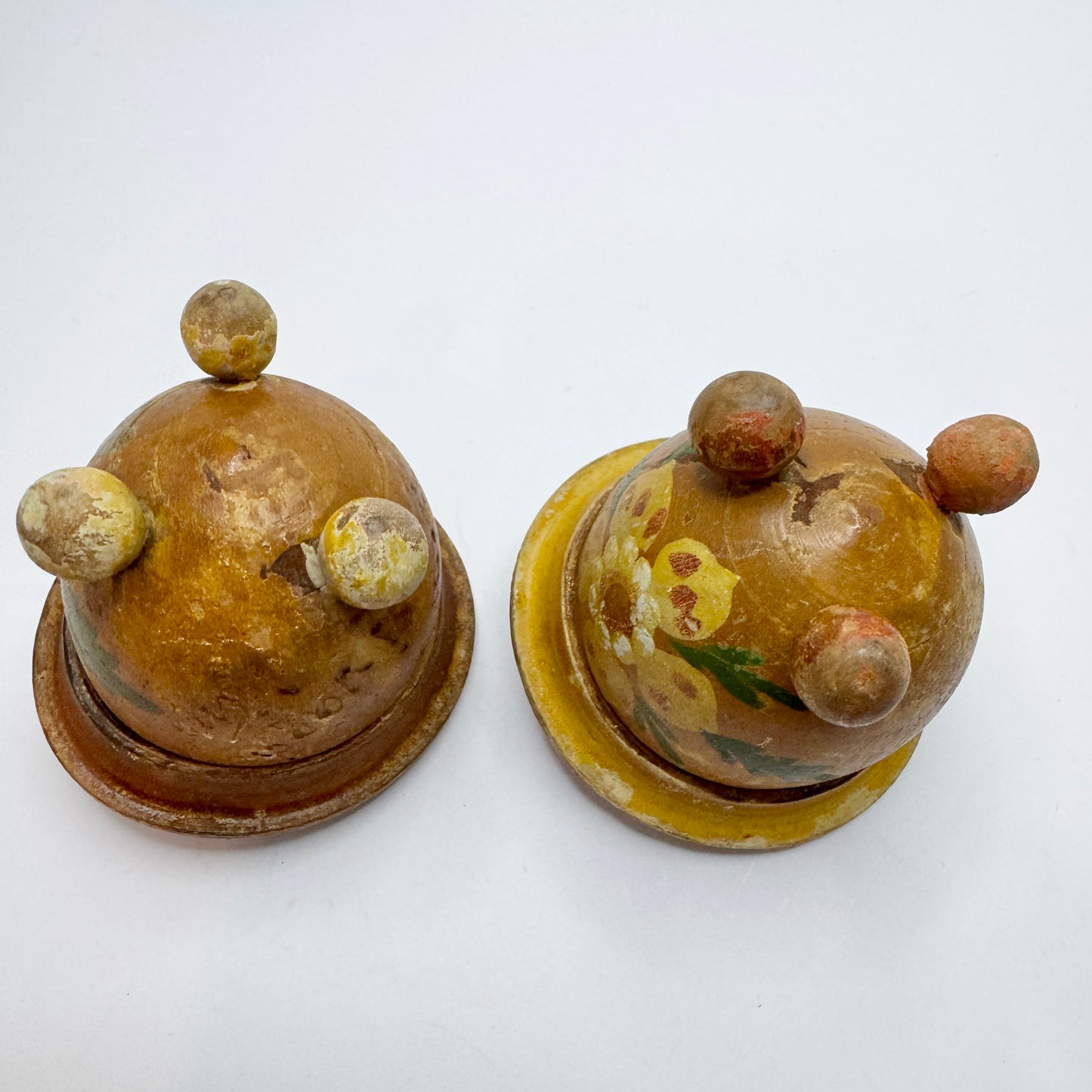 Sweden 1936. Two Vintage Folk Art Wood Trinket Boxes with Proverb.