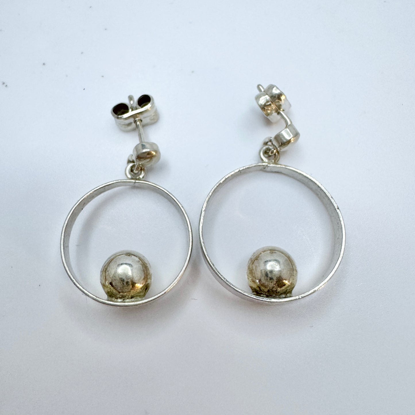 Victor Janson, Sweden. Vintage Sterling Silver Earrings.