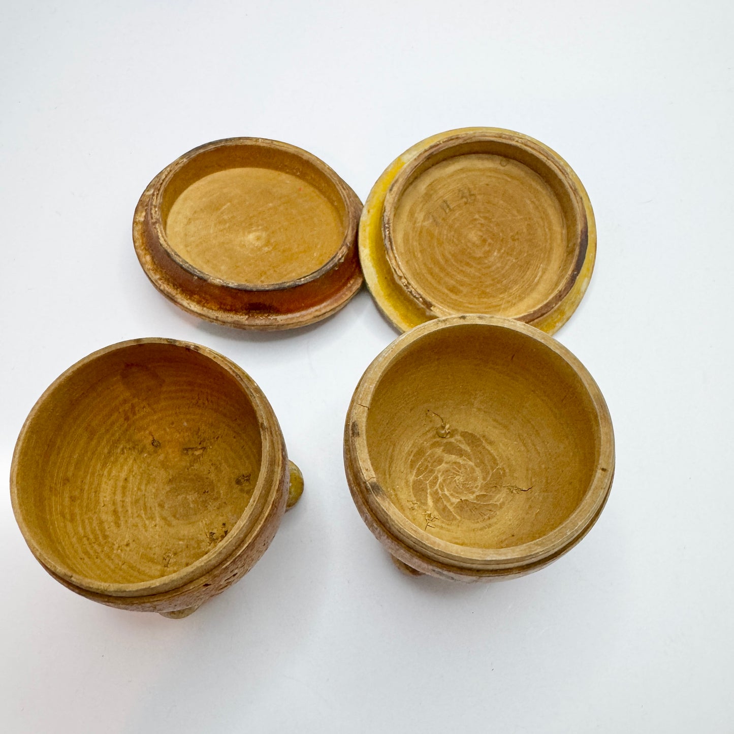 Sweden 1936. Two Vintage Folk Art Wood Trinket Boxes with Proverb.