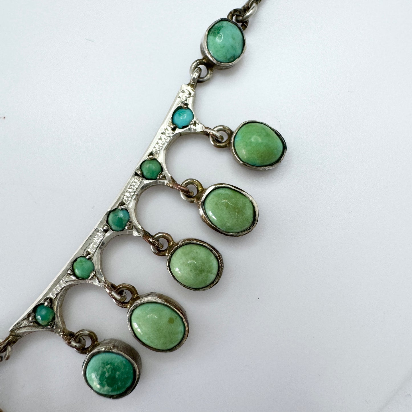 Antique Edwardian Turquoise Silver-plated Festoon Necklace