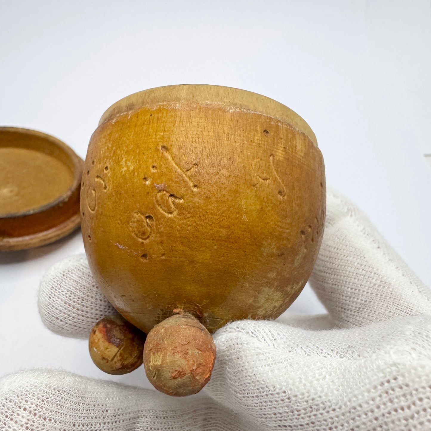 Sweden 1936. Two Vintage Folk Art Wood Trinket Boxes with Proverb.