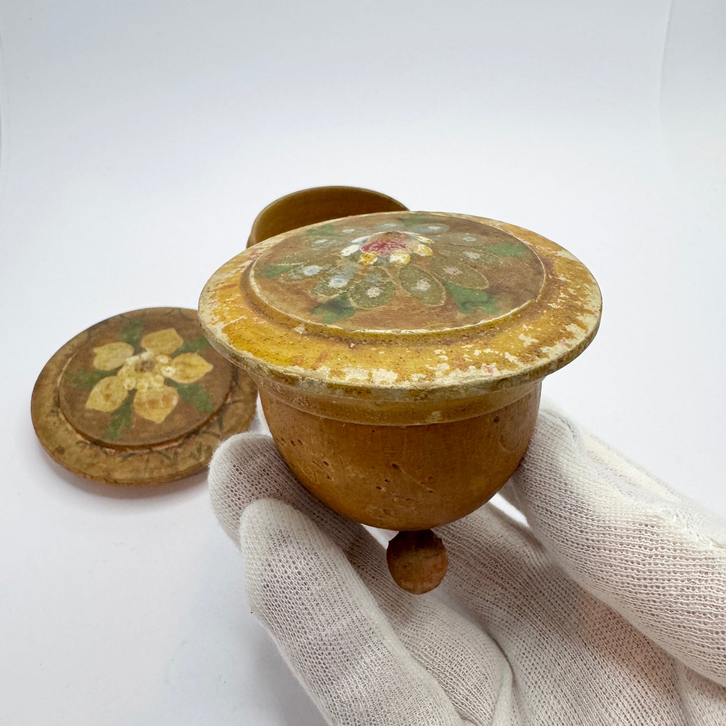 Sweden 1936. Two Vintage Folk Art Wood Trinket Boxes with Proverb.