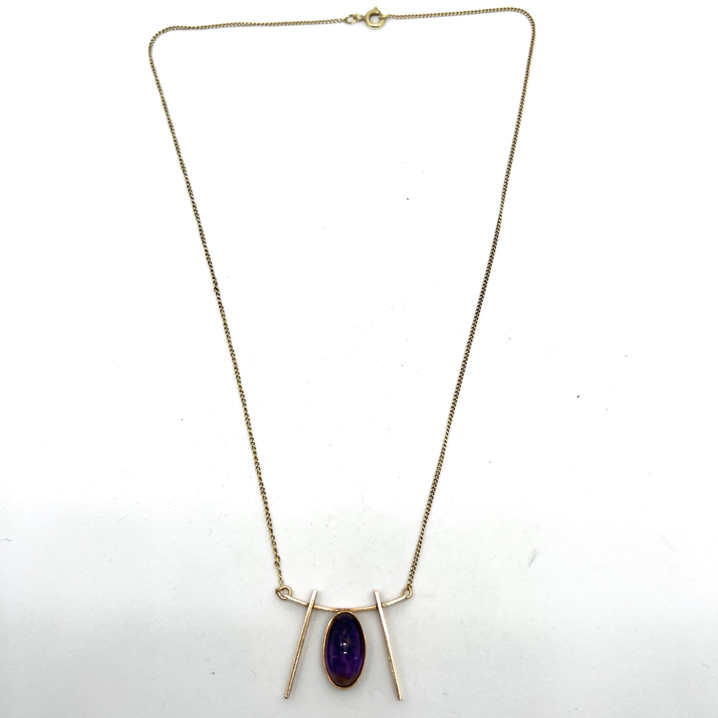 Maija-Liisa Eskelinen, Finland 1959, Vintage 14k Gold Amethyst Pendant Necklace.