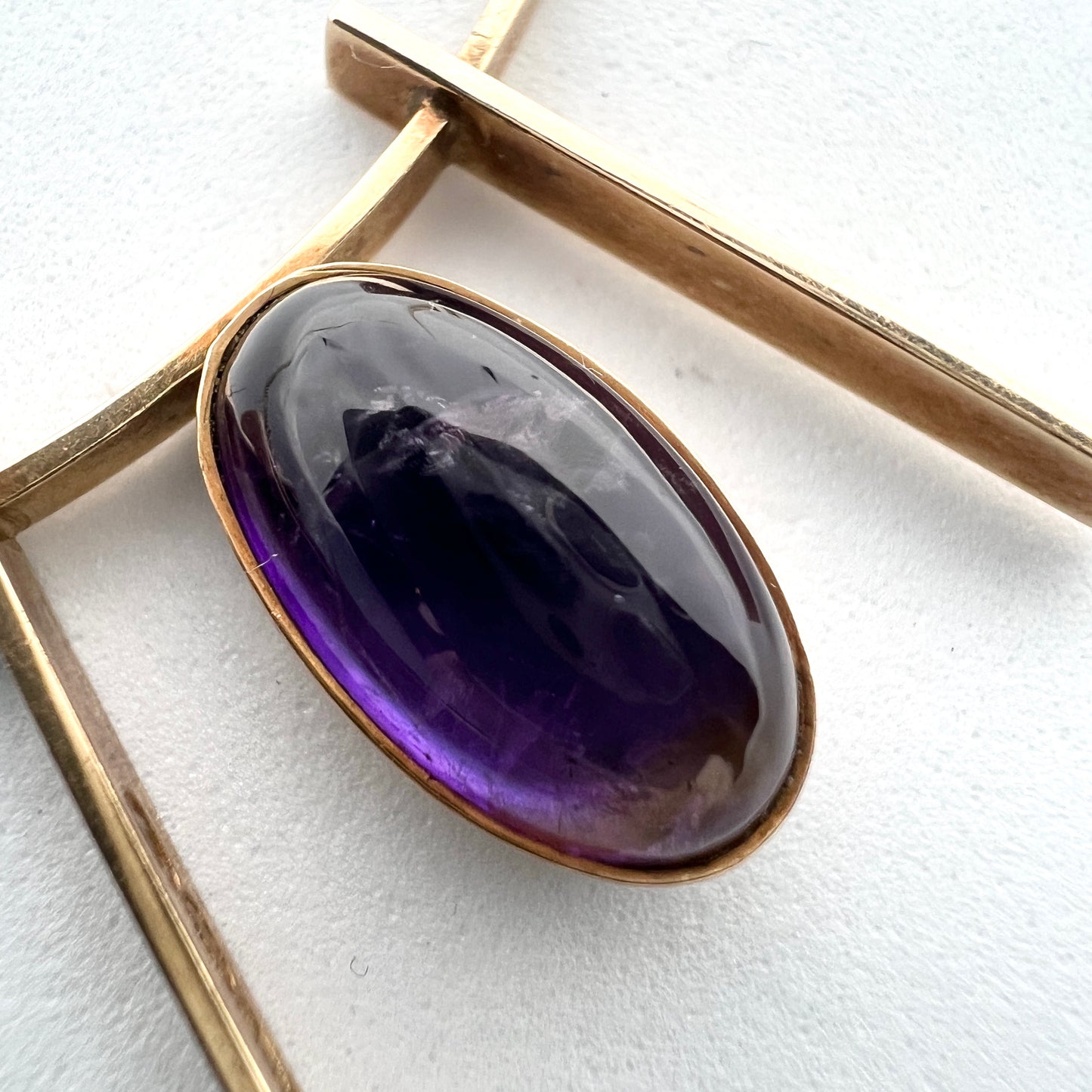 Maija-Liisa Eskelinen, Finland 1959, Vintage 14k Gold Amethyst Pendant Necklace.