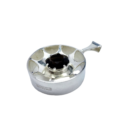 Salovaara, Finland 1973. Vintage Sterling Silver Smoky Quartz Pendant.