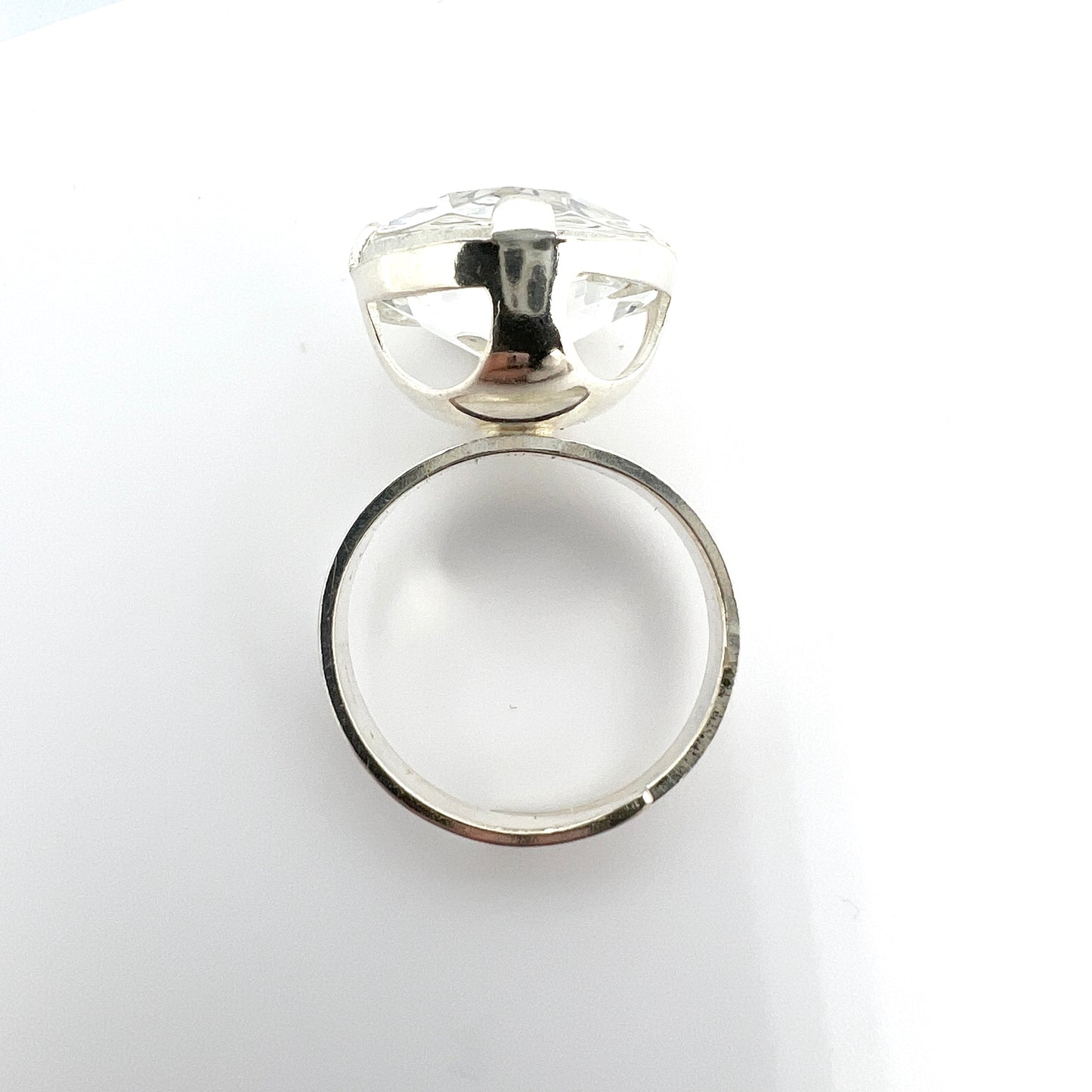 Germany 1960-70s. Vintage 830 Silver Glass Stone Ring.