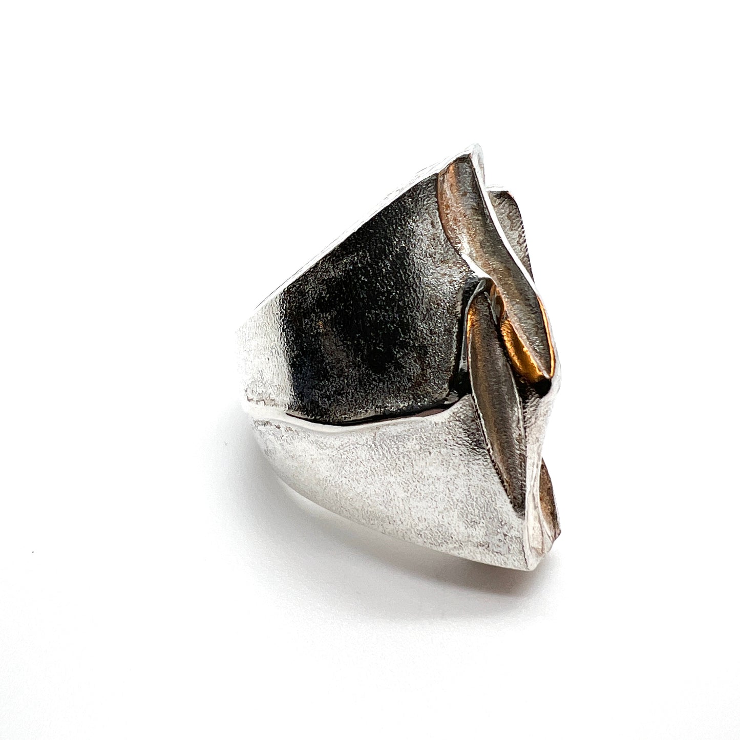 Bjorn Weckstrom for Lapponia, Finland 1983 Bold Sterling Silver Ring. Design: Erosion