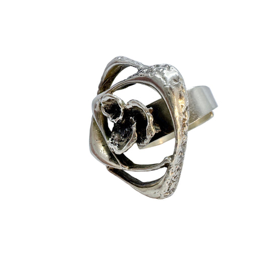 Sten & Laine, Finland 1972. Vintage Sterling Silver Orbital Ring.