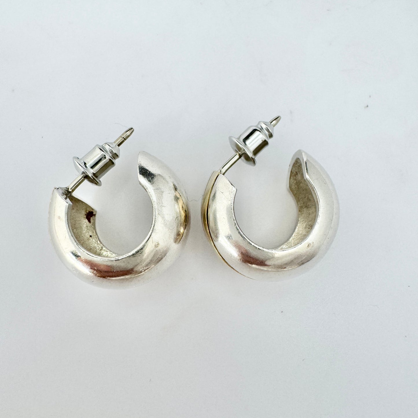 Cartier c 1980s. Vintage 18k Gold Sterling Silver Hoop Earrings.