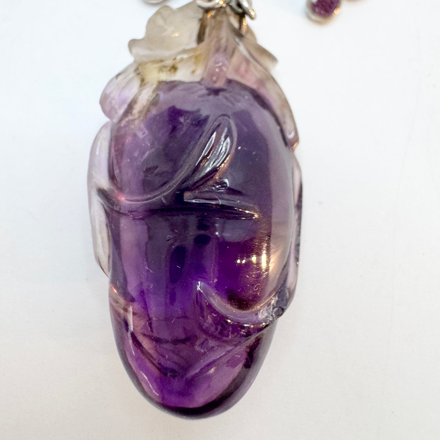 Margot De Taxco, Mexico 1950-60s. Bold Sterling Silver Enamel Amethyst Brooch Necklace.