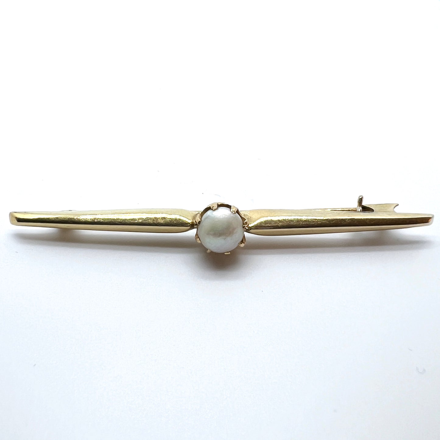 Olof Nilson, Sweden 1919, Antique 18k Gold Pearl Pin Brooch