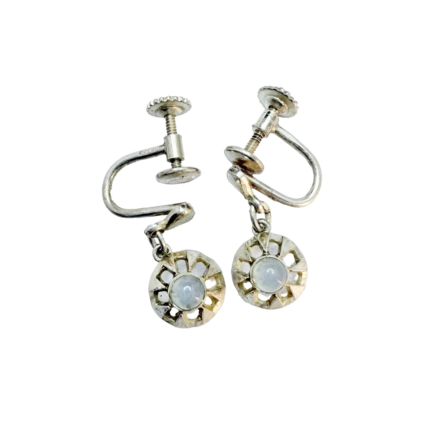 K&L-Kordes Lichtenfels, Germany c 1950s. Silver Chalcedony Earrings.